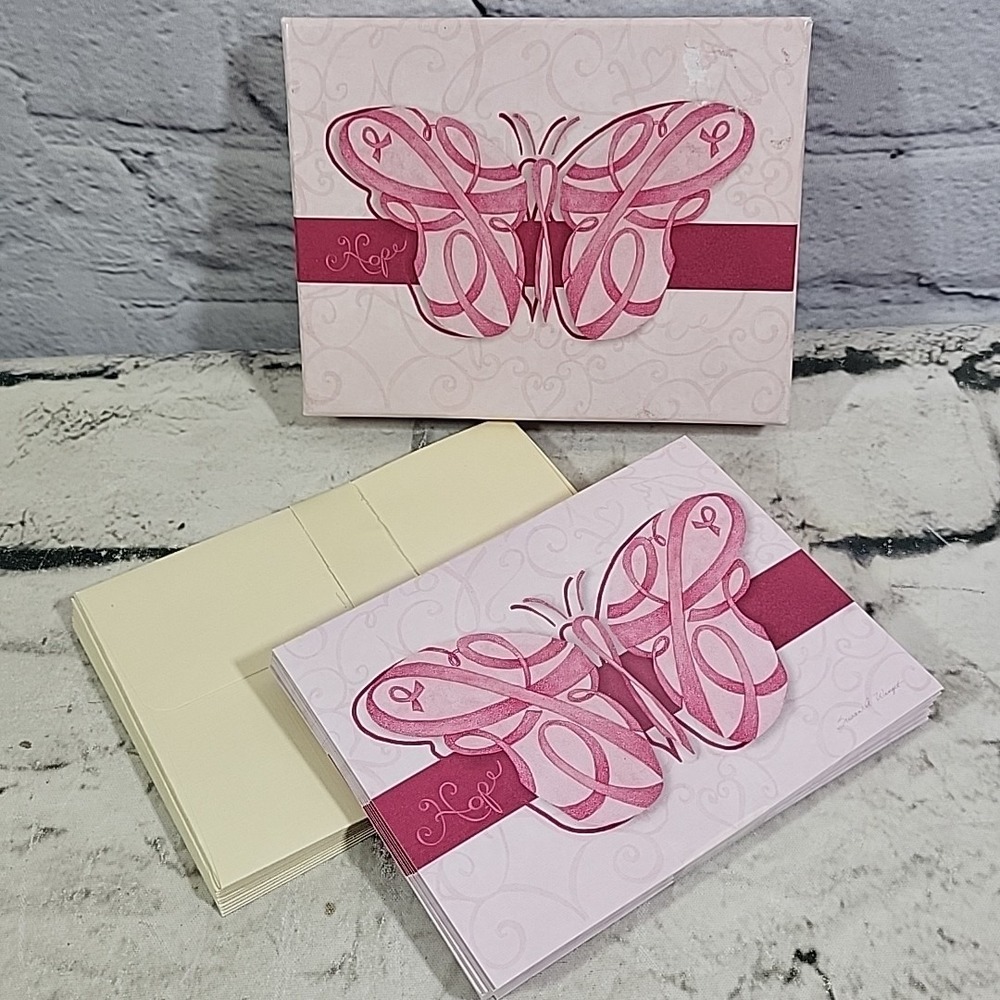 Lang Notecards Susan Winget Butterfly Pink Ribbon Hope Box Of 13 With Envelopes